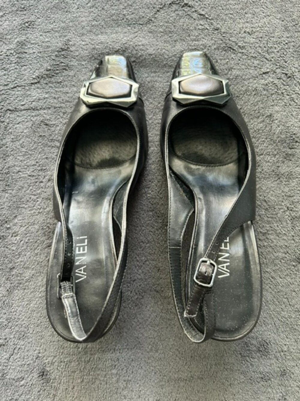 Women's Vaneli Virgilia Black Slingback Heels, Size 8M